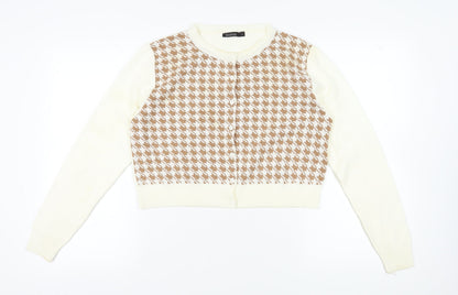 Womens UK Size L Boohoo Beige Cardigan Jumper