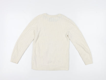 Next Girls Ivory Cotton Pullover Jumper, Size 8 Years