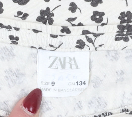 Zara Girls Floral Long Sleeve Blouse, Multicoloured, 9 Years