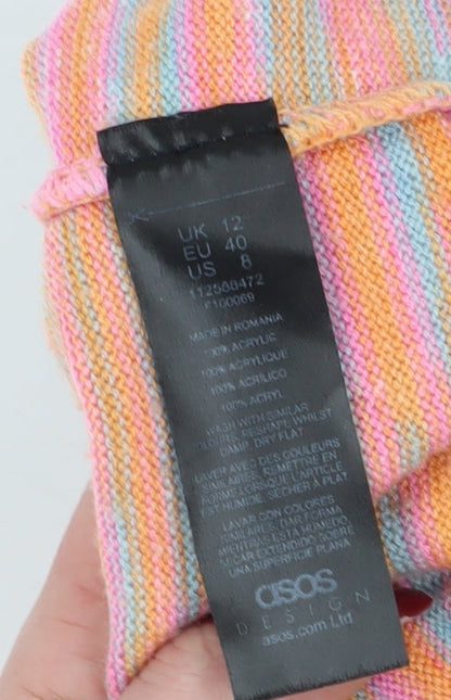 ASOS Design Women's Multicoloured Striped Pullover Jumper Size 12