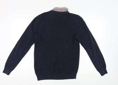 Next Men's Blue Collared Pullover Jumper Size M