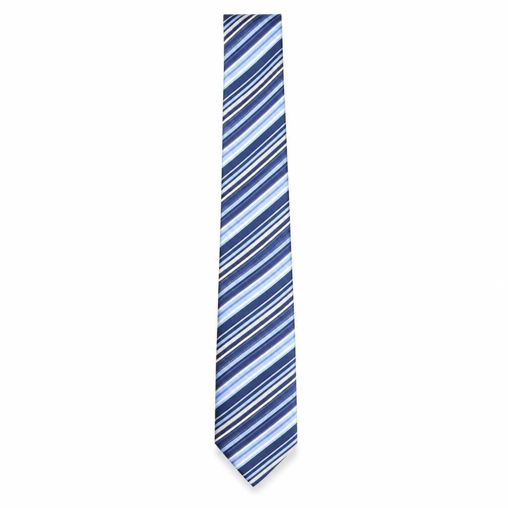 Mens Tom English Blue Striped 100% Silk Designer Tie