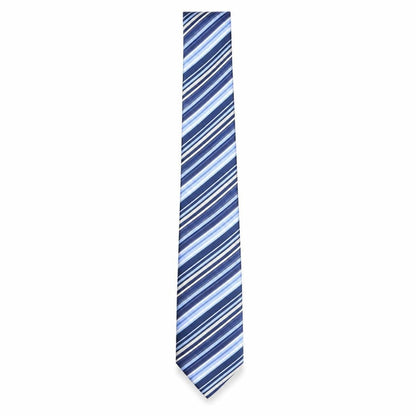 Mens Tom English Blue Striped 100% Silk Designer Tie