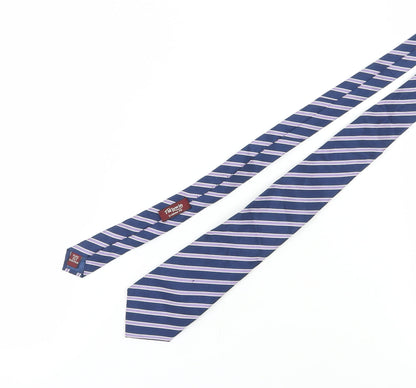 T.M. Lewin Men's Blue Striped Silk Tie, Handmade, One Size