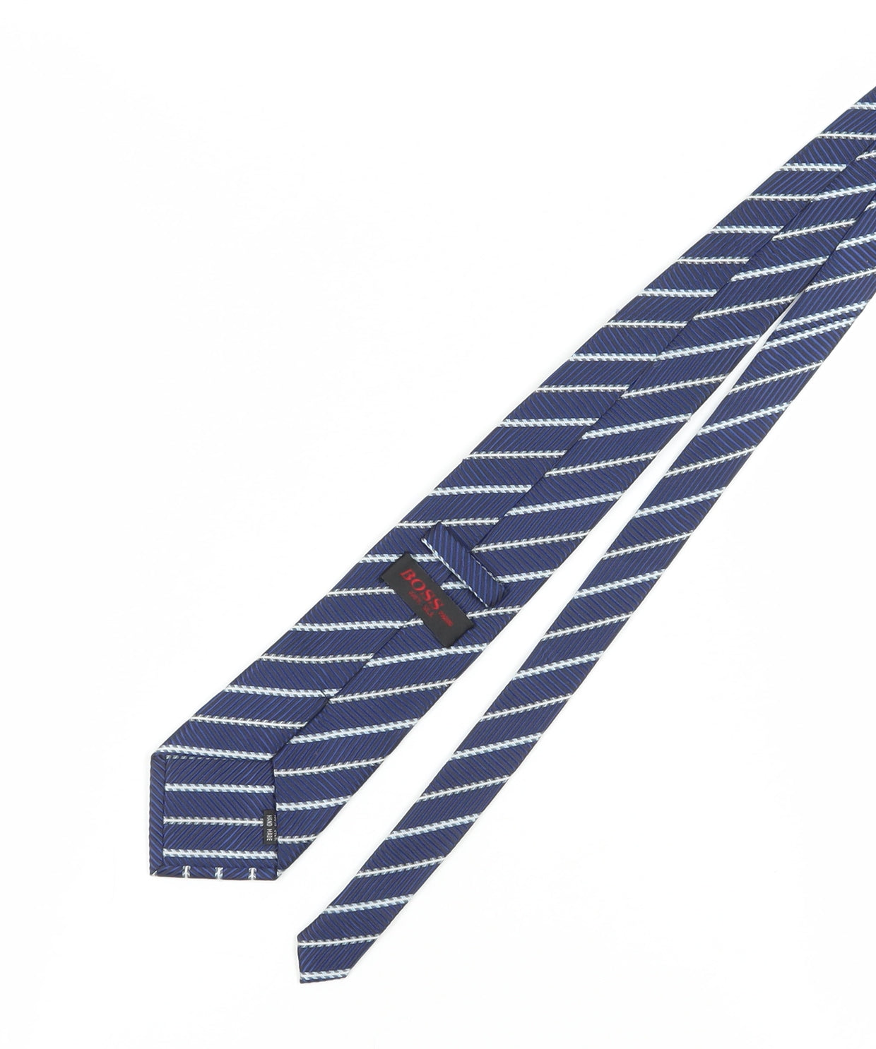 Mens Boss Blue Striped 100% Silk  Tie