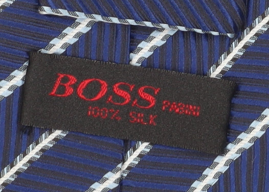Mens Boss Blue Striped 100% Silk  Tie