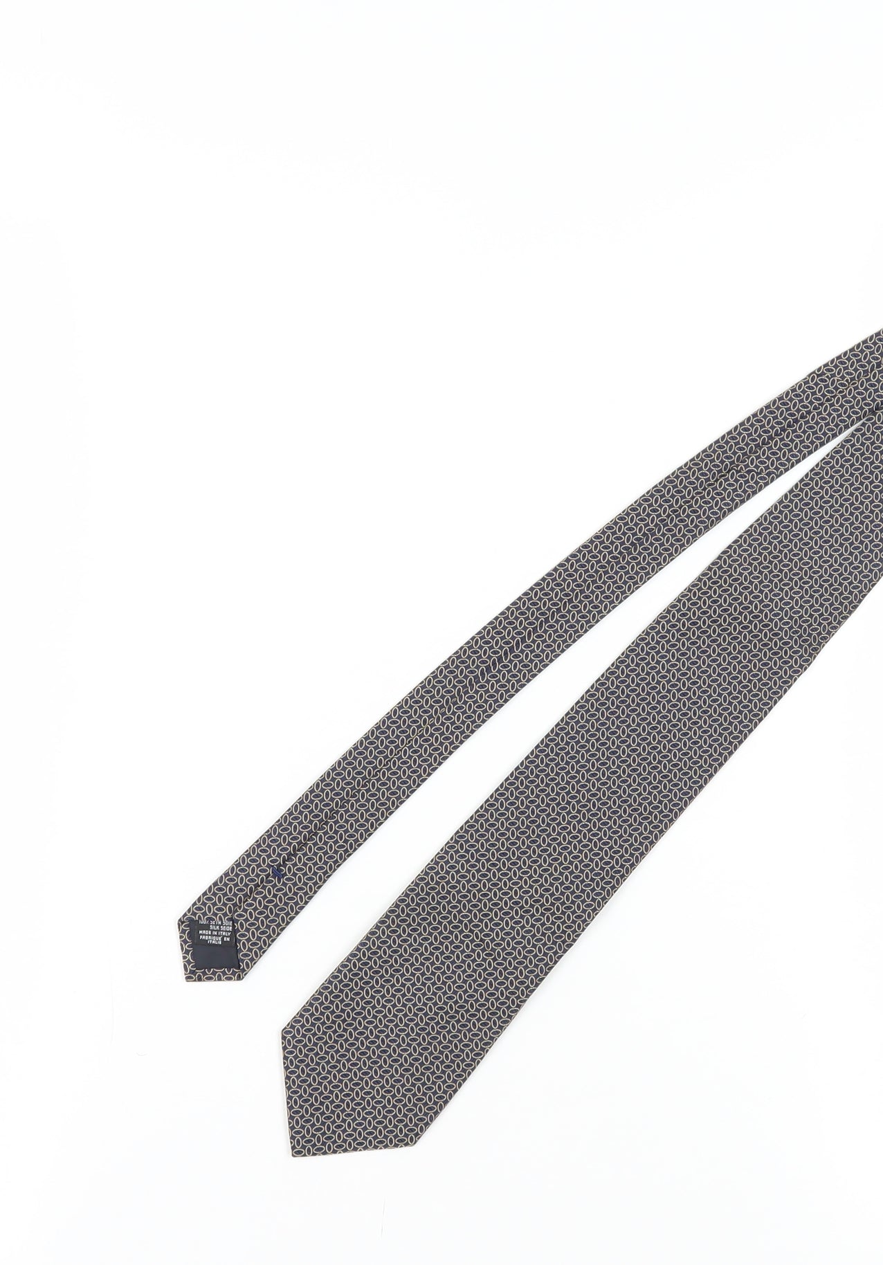 Mens Canali Black Geometric 100% Silk  Tie