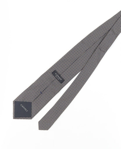 Mens Canali Black Geometric 100% Silk  Tie