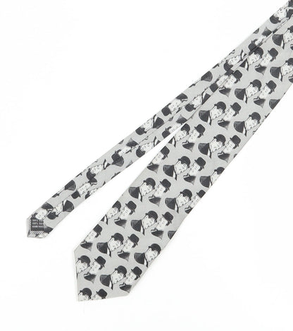 The Tie Studio Men's Grey Silk Geometric Handmade Tie