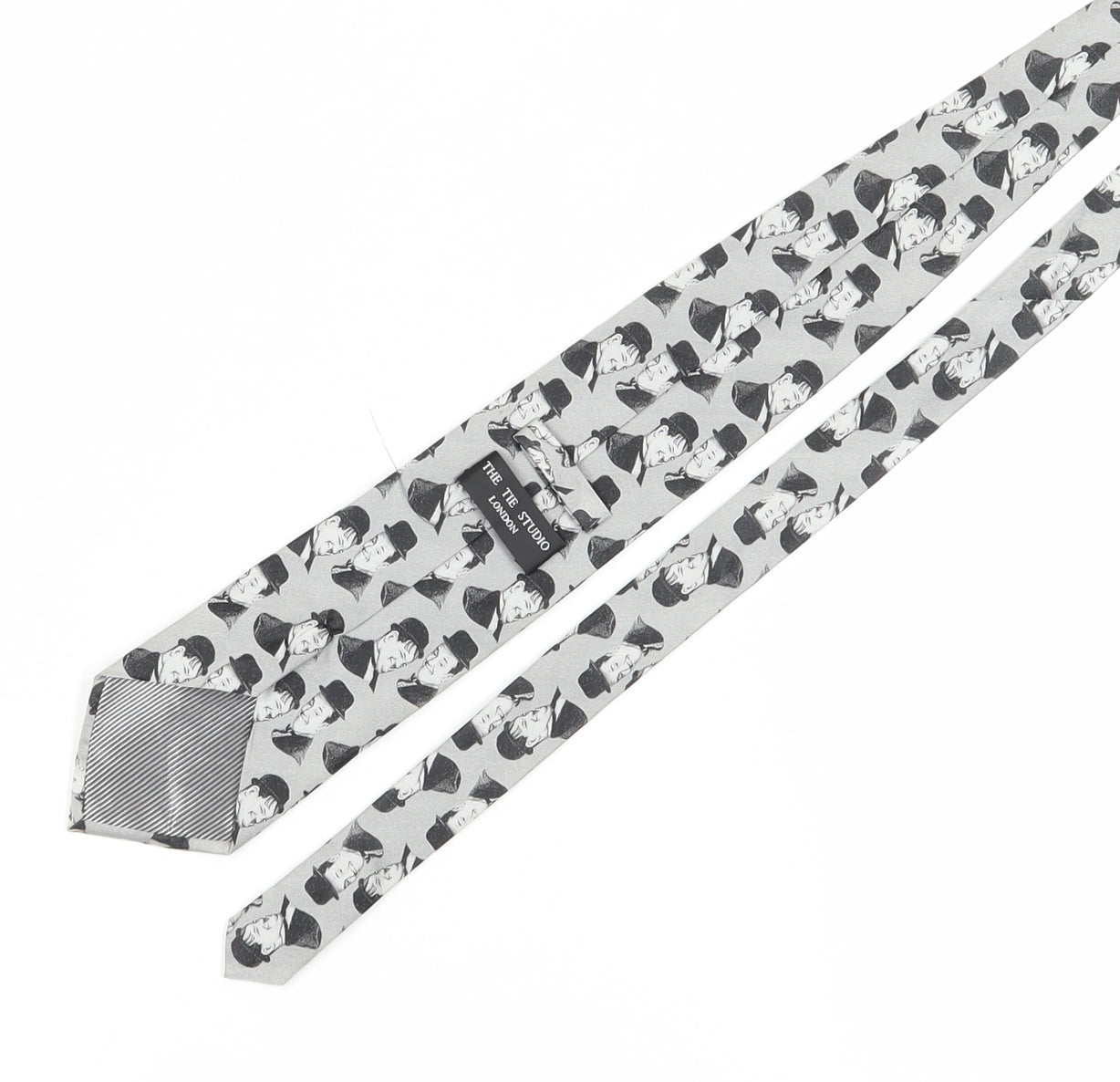 The Tie Studio Men's Grey Silk Geometric Handmade Tie