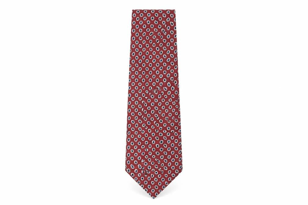Mens Michelsons of London Red Geometric 100% Silk  Tie