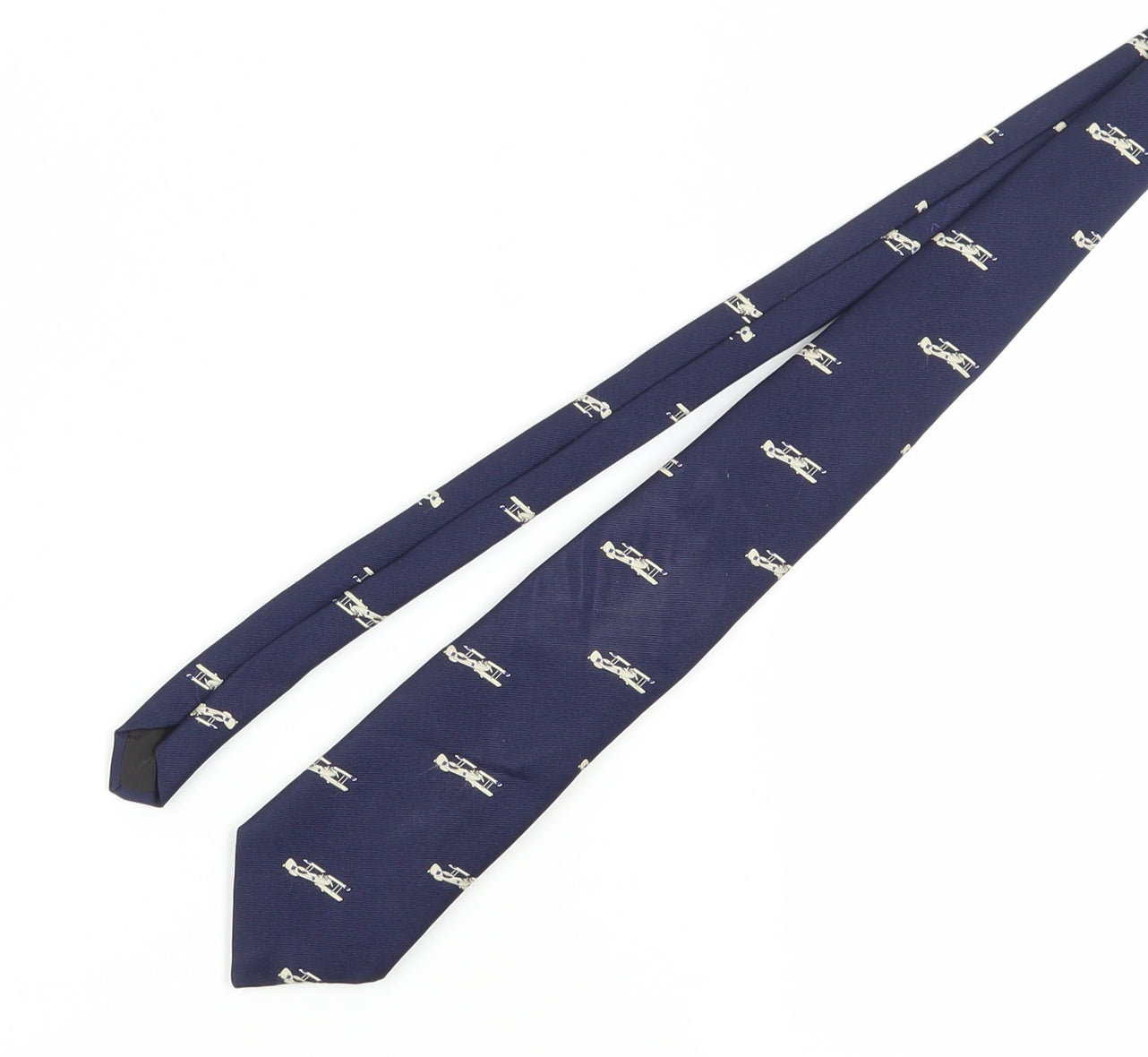 Van Buck Blue Slim Tie with Vehicle Motif for Men