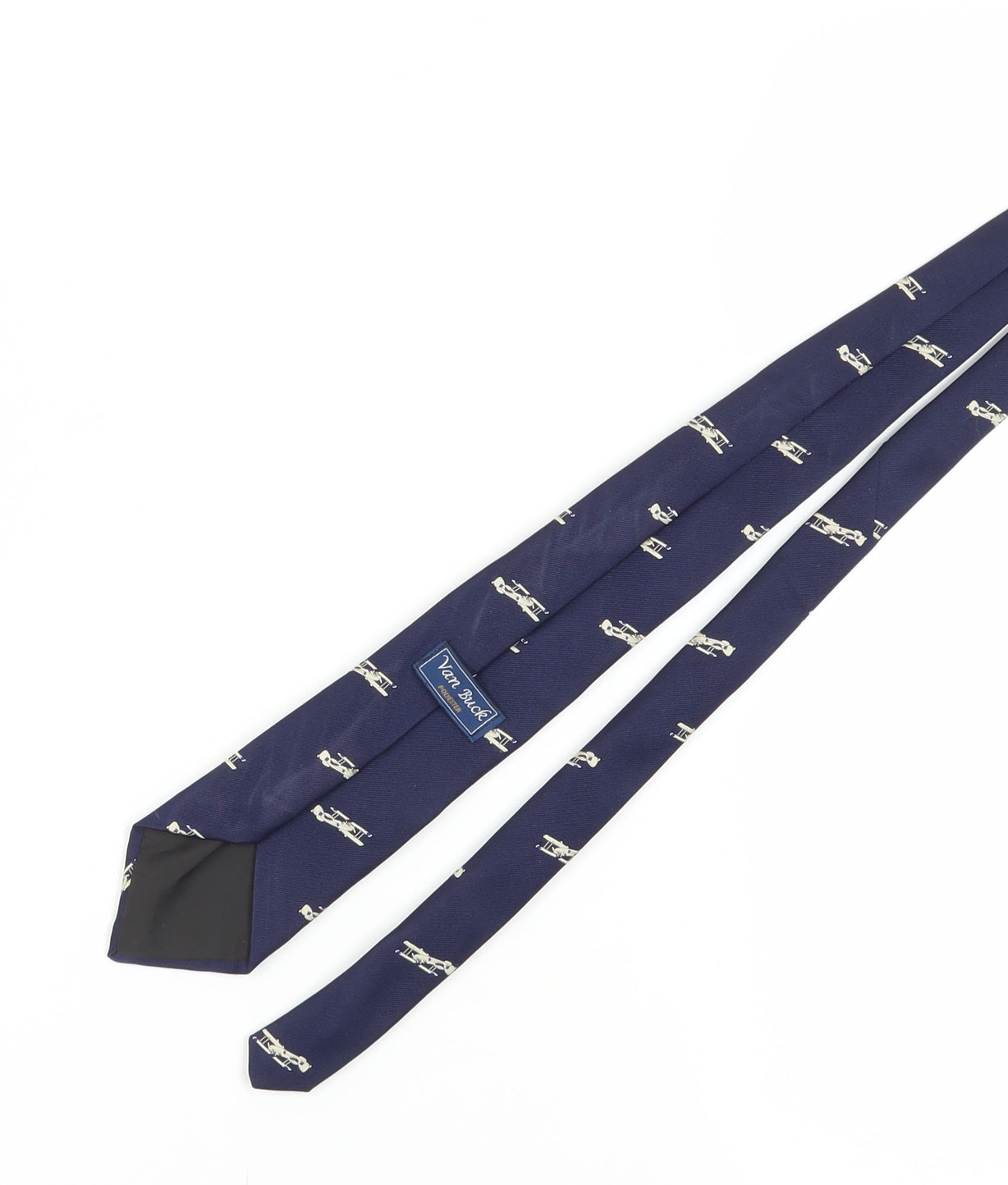 Van Buck Blue Slim Tie with Vehicle Motif for Men