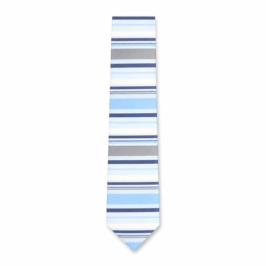 Front view of Thomas Nash Men's Blue Striped Polyester Tie