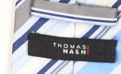 Thomas Nash Men's Blue Striped Polyester Tie