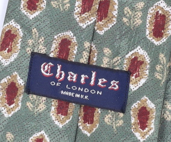 Charles of London Men's Green Geometric Tie