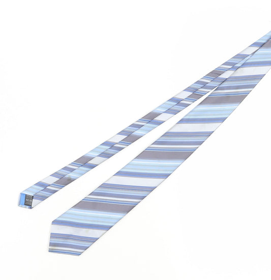 Marks and Spencer Men's Blue Striped Tie, One Size