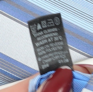 Marks and Spencer Men's Blue Striped Tie, One Size