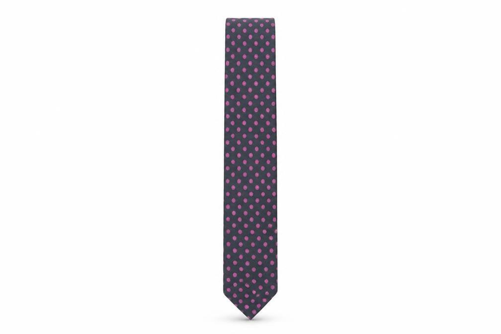 Mens Moss London Black Polka Dot 100% Slim Tie