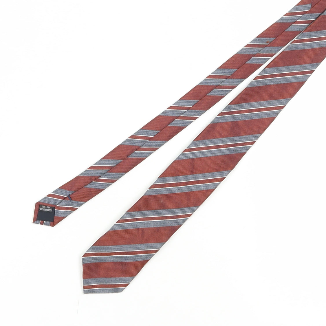 Michaelis Men's Red & Silver Striped Slim Silk Tie