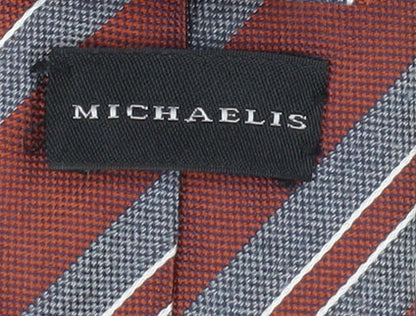 Michaelis Men's Red & Silver Striped Slim Silk Tie