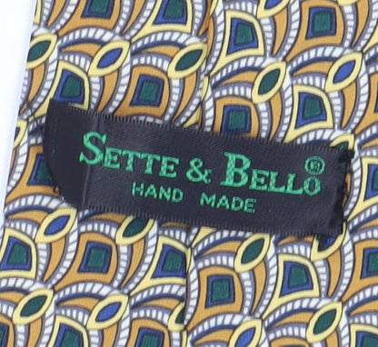 Sette & Bello Men's Multicoloured Geometric Silk Tie