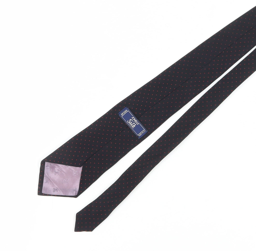 Jonelle Men's Black Silk Polka Dot Tie