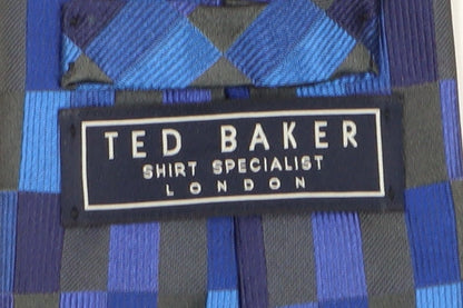 Ted Baker Men's Blue Designer Silk Geometric Tie