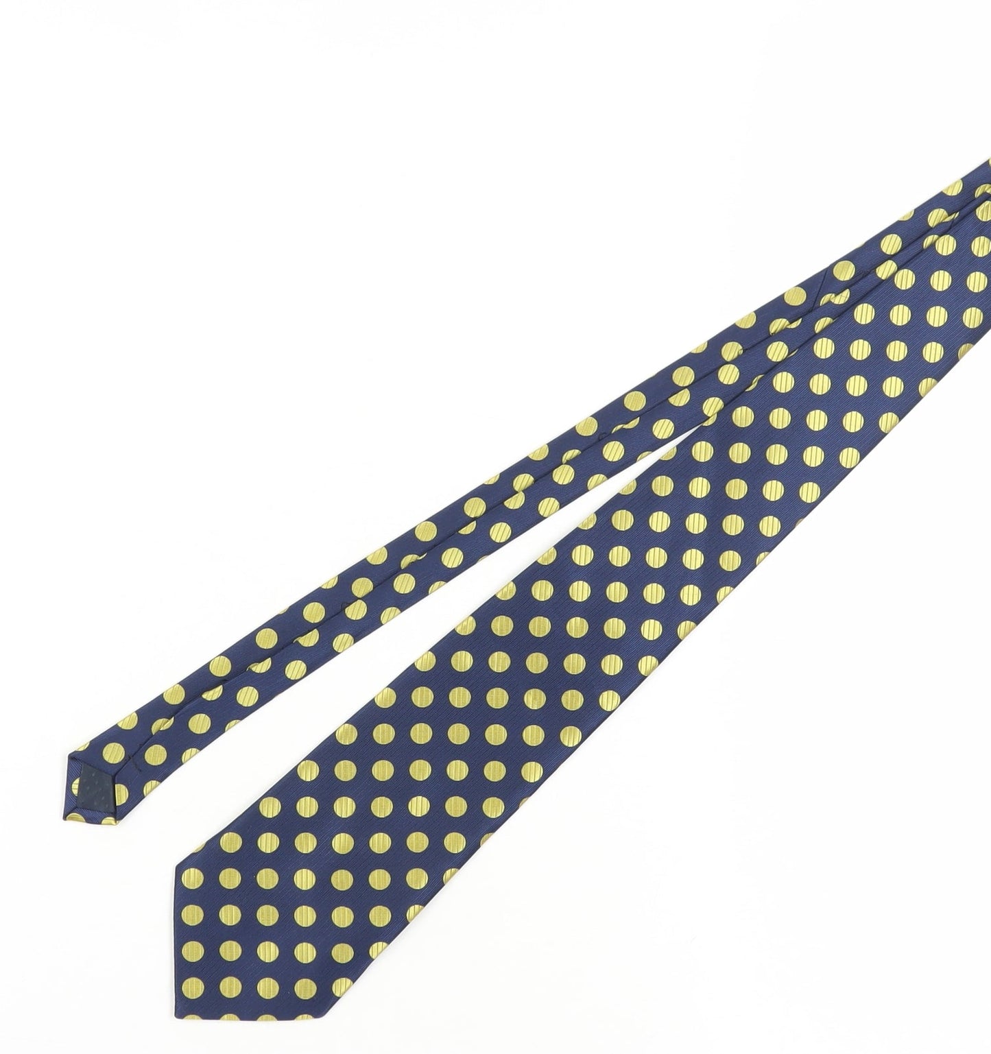 KAILONG Men's Blue Silk Polka Dot Slim Tie
