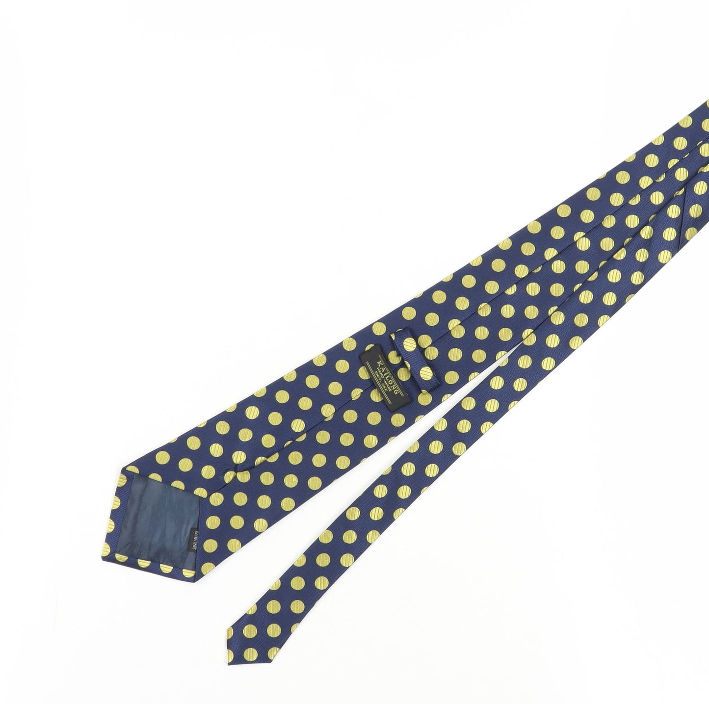 KAILONG Men's Blue Silk Polka Dot Slim Tie