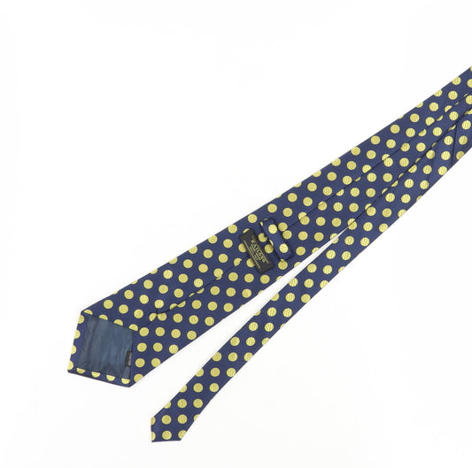 KAILONG Men's Blue Silk Polka Dot Slim Tie