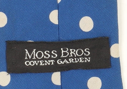 Moss Bros Men's Blue Silk Polka Dot Tie One Size