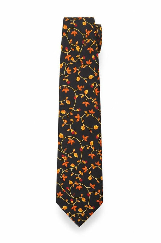 Mens Pierre Balmain Black Floral 100% Silk  Tie