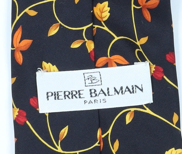 Pierre Balmain Men's Black Floral Silk Tie