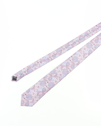 Mens Charlton Gray Pink Floral 100% Polyacrylate Fibre  Tie