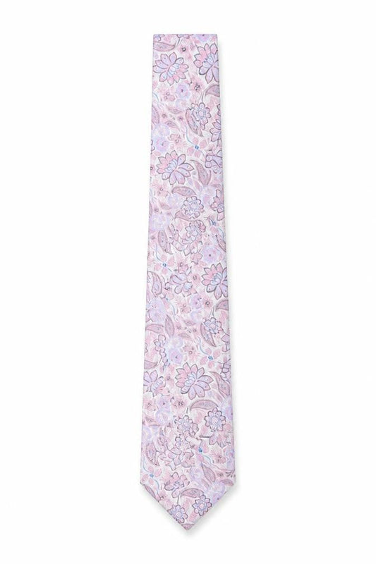Mens Charlton Gray Pink Floral 100% Polyacrylate Fibre  Tie