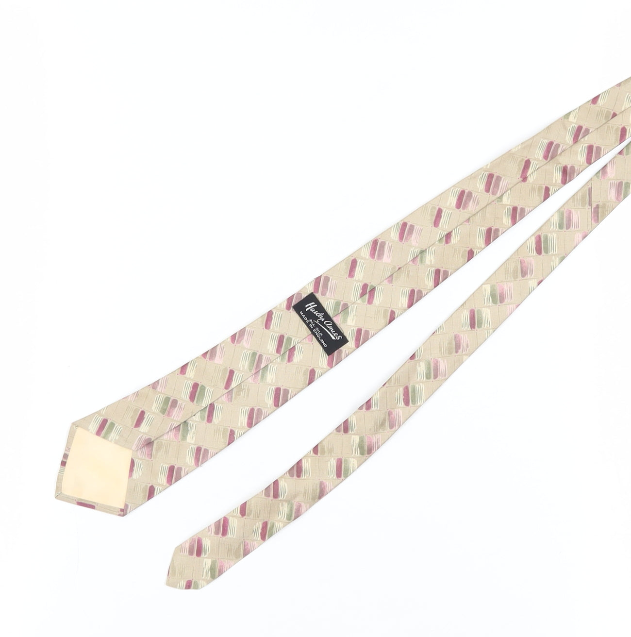 Hardy Amies Men's Beige Silk Geometric Tie