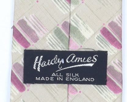 Hardy Amies Men's Beige Silk Geometric Tie