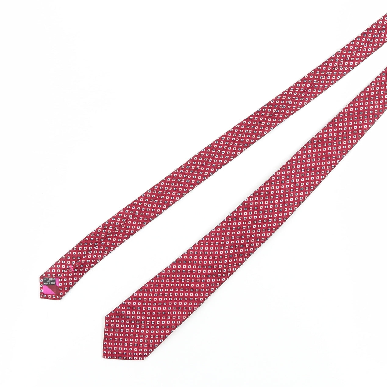 Mens Alexandre of England Red Geometric 100% Silk Pointed Tie
