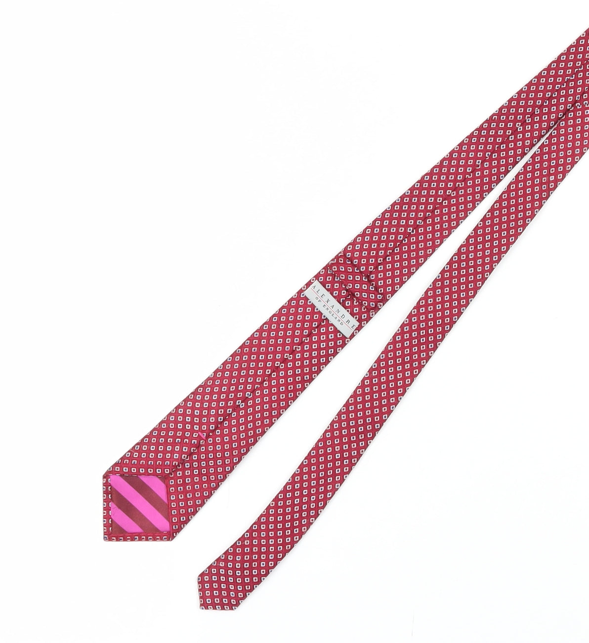 Mens Alexandre of England Red Geometric 100% Silk Pointed Tie