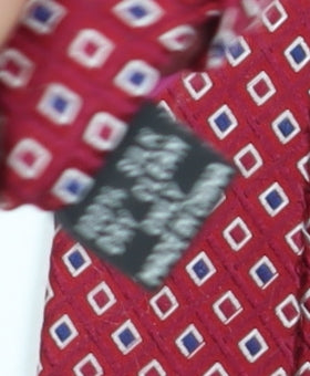 Mens Alexandre of England Red Geometric 100% Silk Pointed Tie
