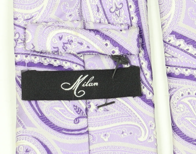 Mens Milan Purple Paisley 100% Silk  Tie