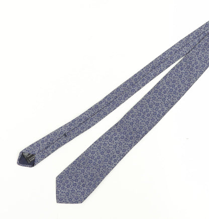 Massimo Dutti Men's Blue Floral Silk Tie