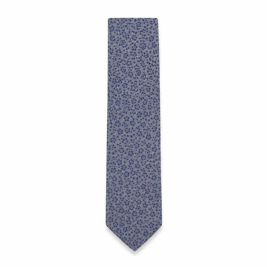 Front view of Massimo Dutti Men's Blue Floral Silk Tie