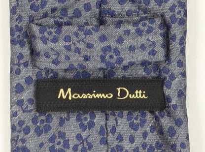Massimo Dutti Men's Blue Floral Silk Tie