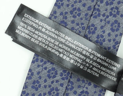 Massimo Dutti Men's Blue Floral Silk Tie