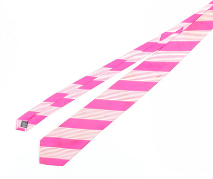 Marks and Spencer Men's Pink Silk Striped Slim Tie