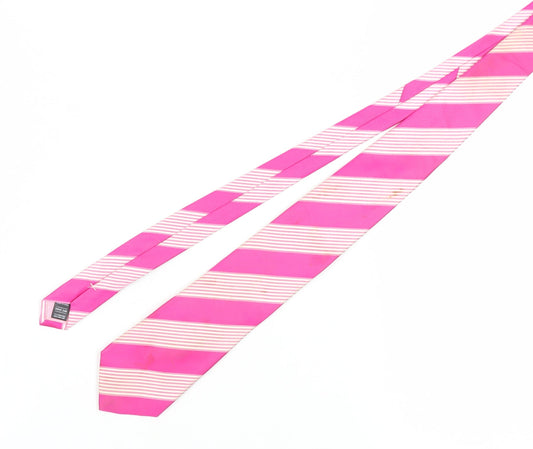 Marks and Spencer Men's Pink Silk Striped Slim Tie