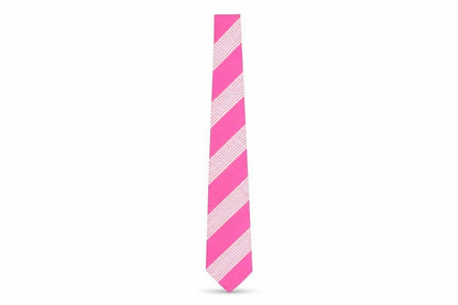 Mens Marks and Spencer Pink Striped 100% Silk Slim Tie