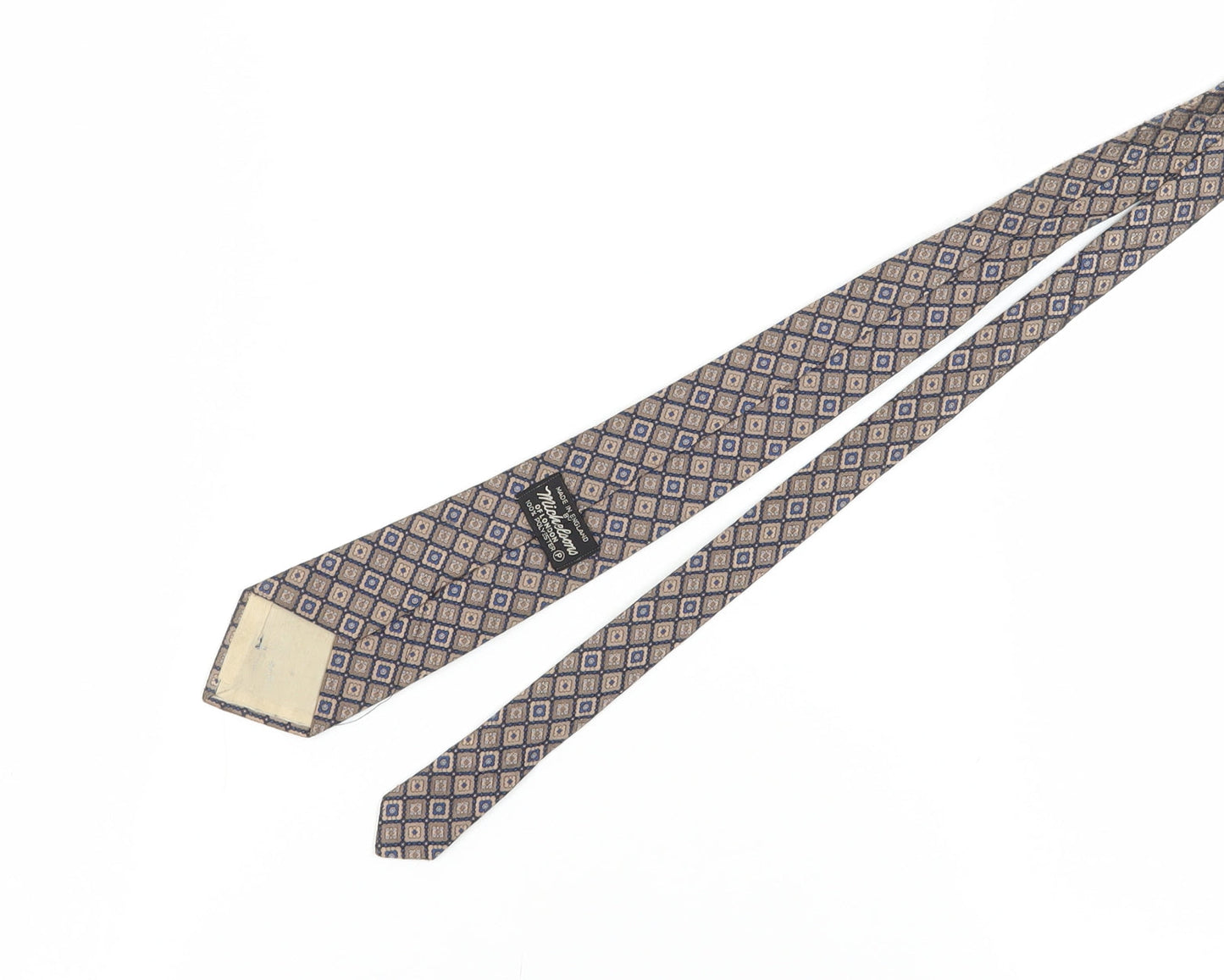 Michelsons of London Men's Beige Blue Geometric Tie